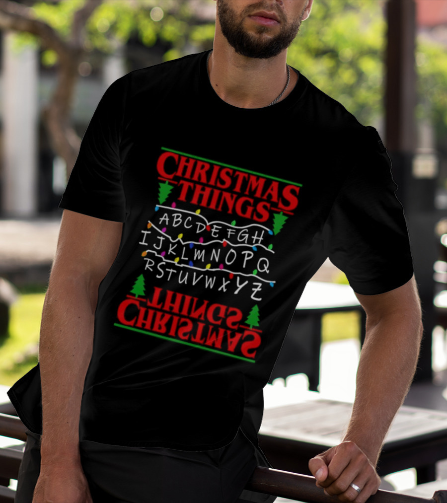 Christmas Things Alphabet ABC Lights Trees T-Shirt