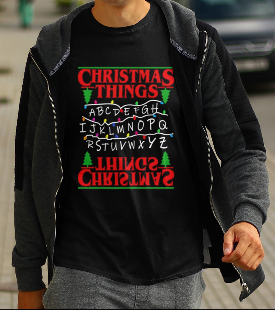 Christmas Things Alphabet ABC Lights Trees T-Shirt