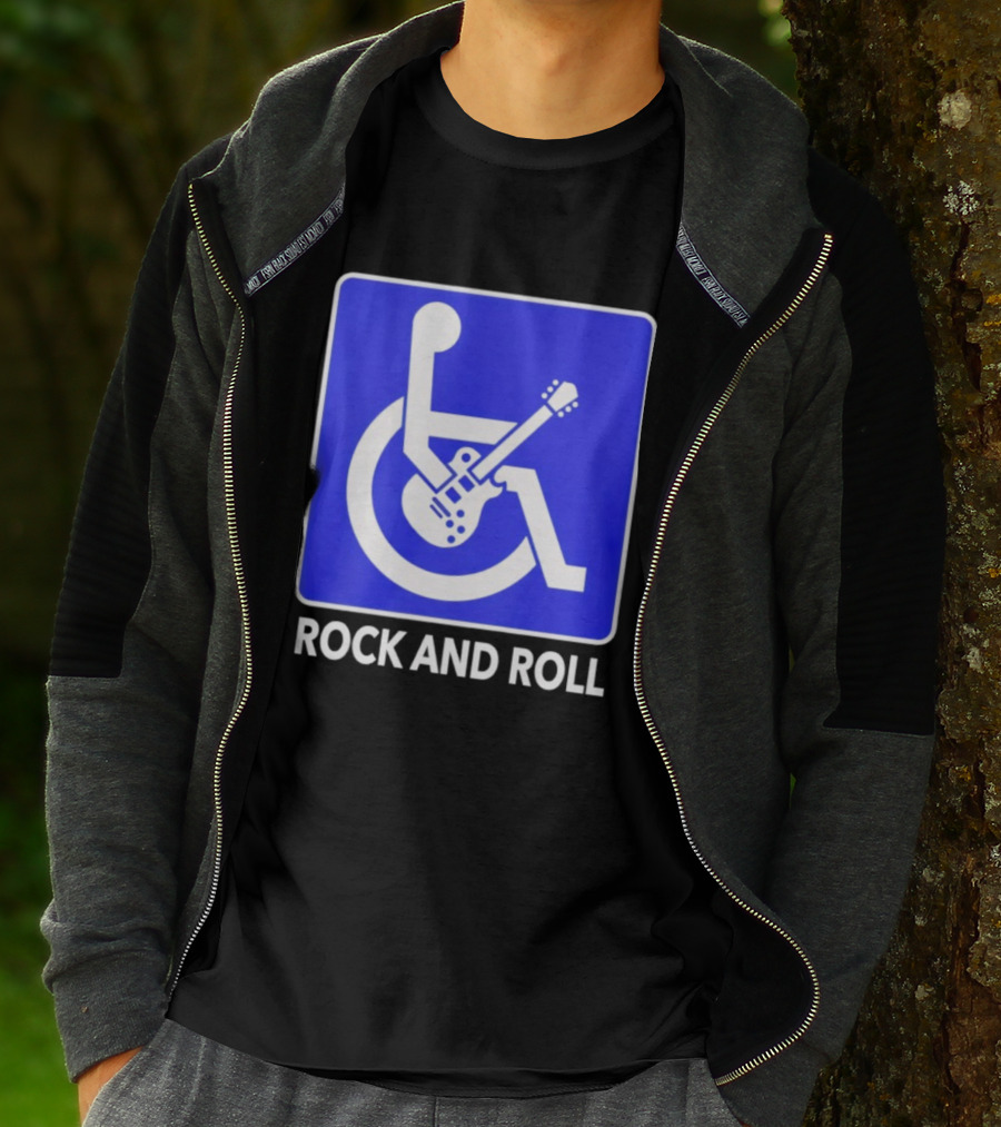 Rock And Roll Wheelchair Guitar Icon T-Shirt