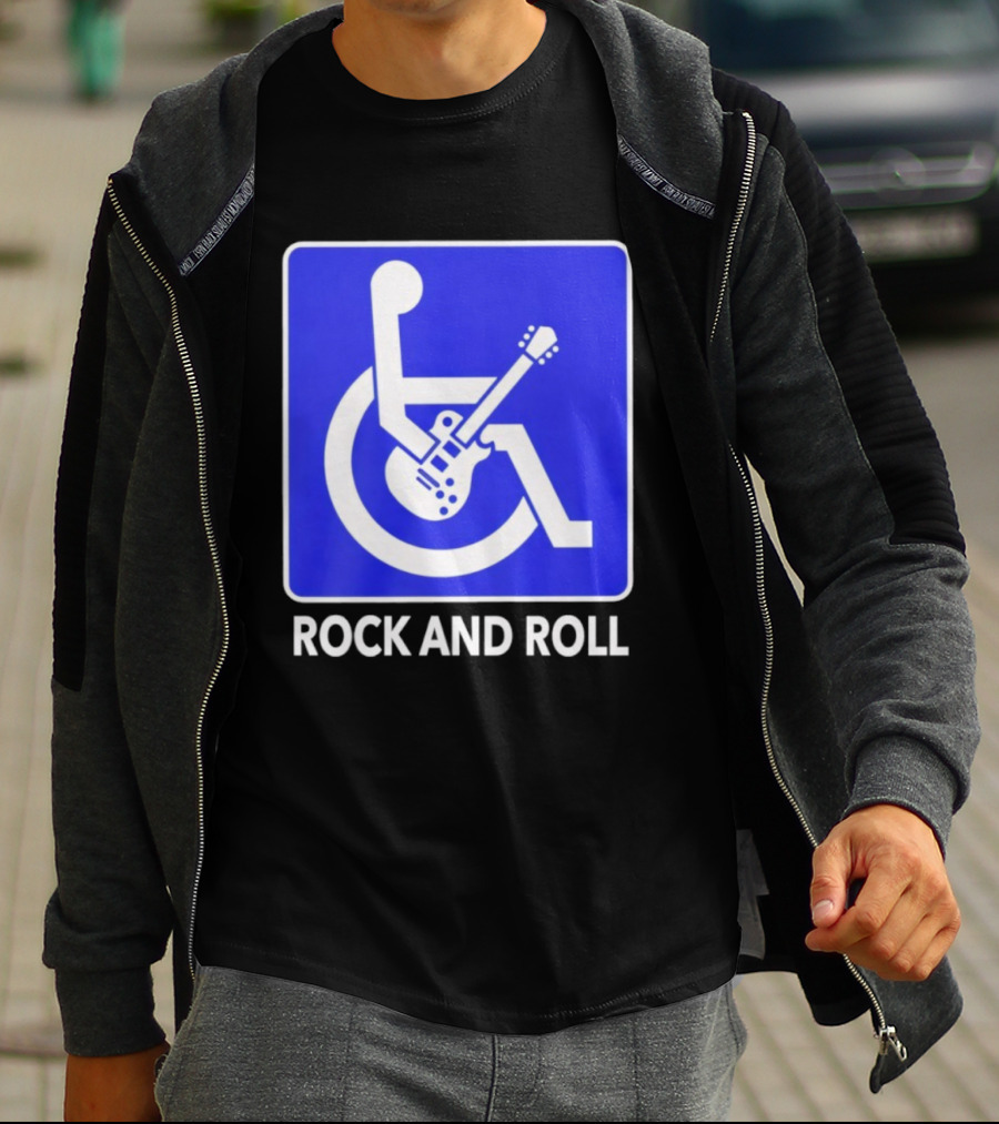 Rock And Roll Wheelchair Guitar Icon T-Shirt