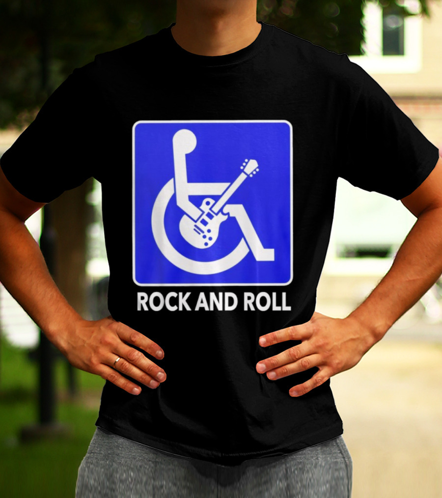 Rock And Roll Wheelchair Guitar Icon T-Shirt