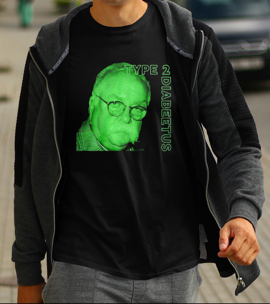 Type 2 Diabetes Wilford Brimley Green Portrait T-Shirt
