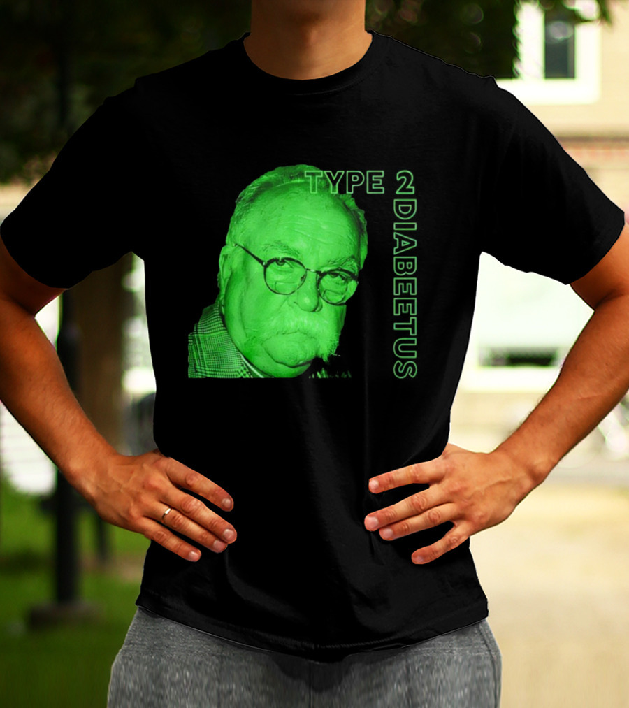 Type 2 Diabetes Wilford Brimley Green Portrait T-Shirt