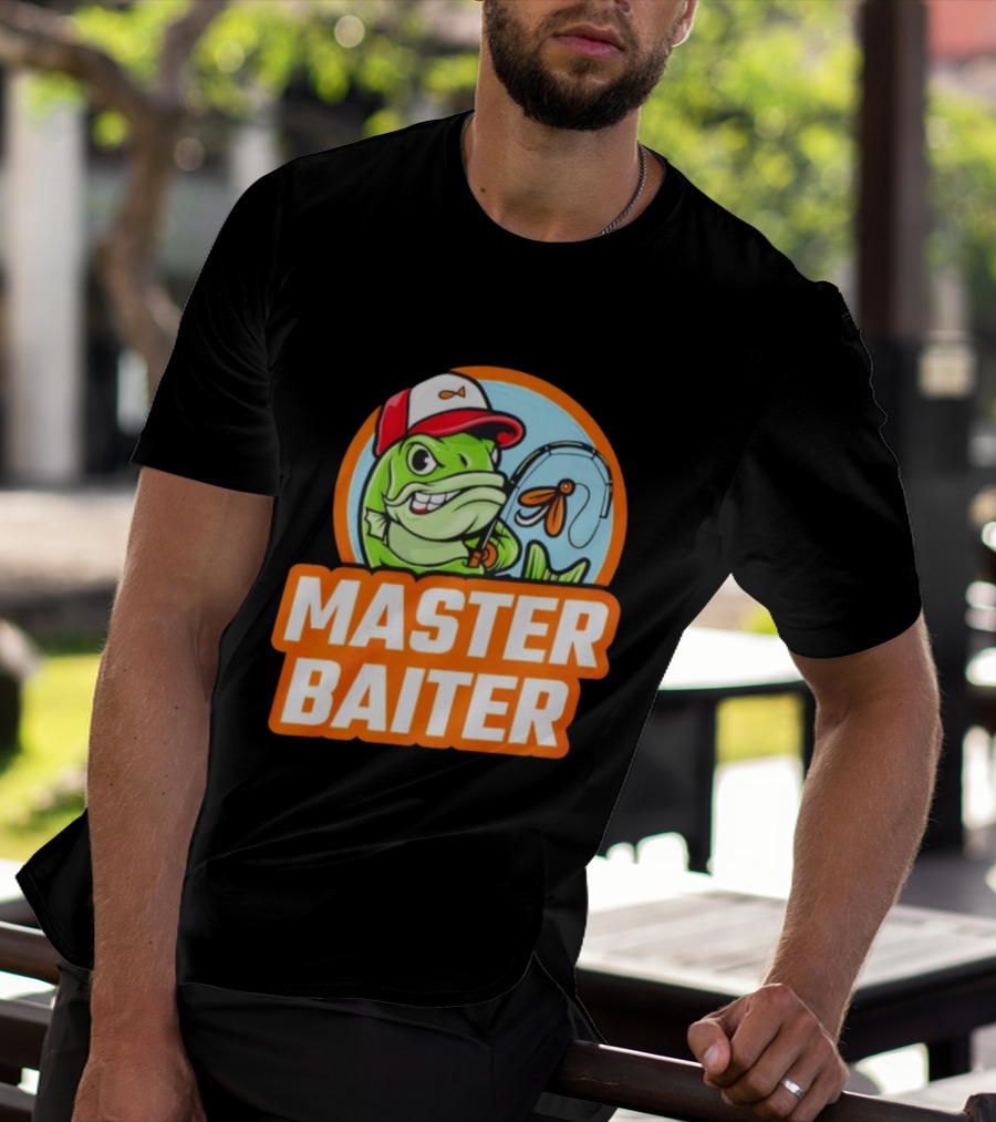 Master Baiter Fish Cartoon Fishing Humor T-Shirt