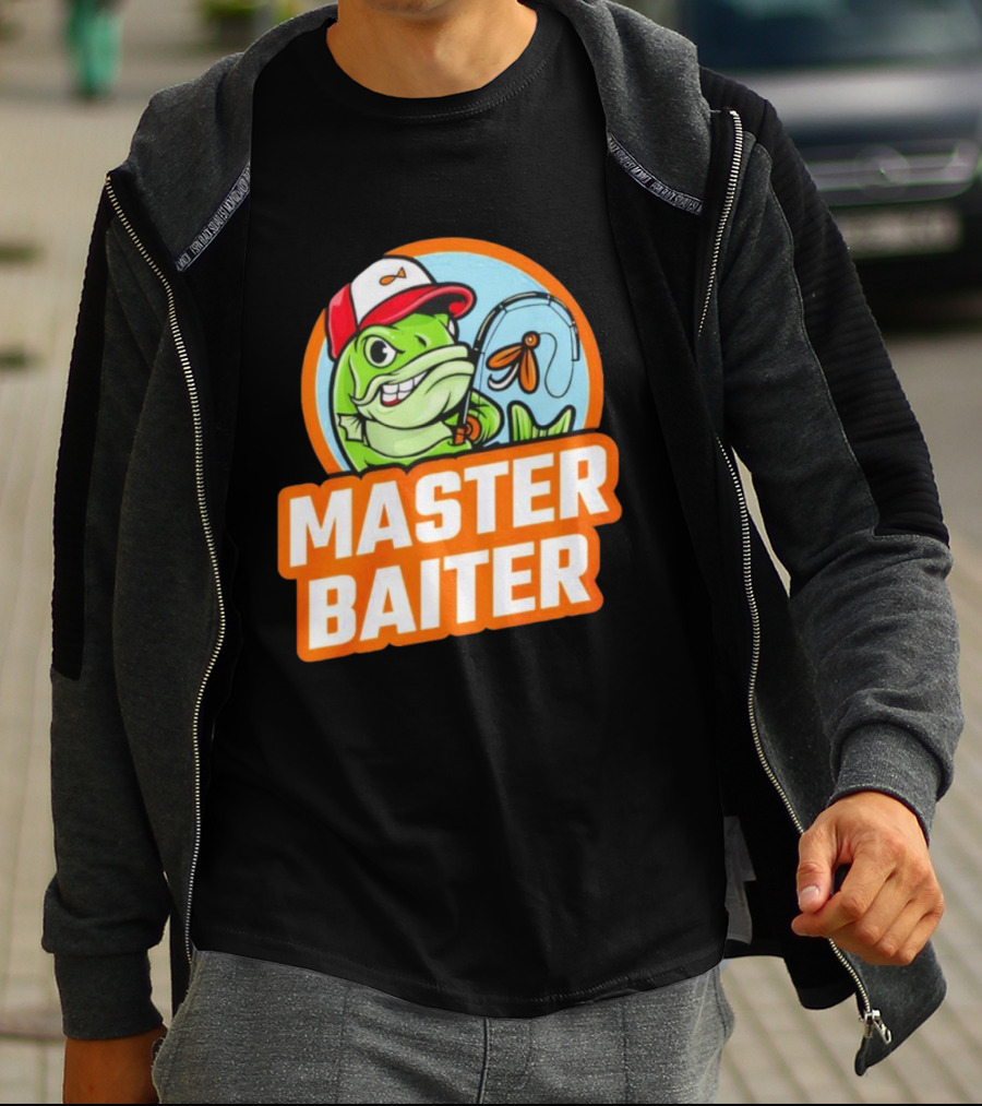 Master Baiter Fish Cartoon Fishing Humor T-Shirt
