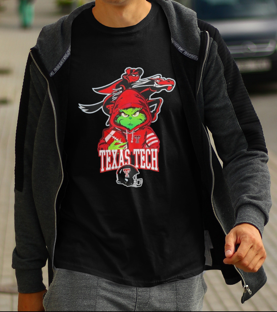 Texas Tech Grinch Football Raider Mascot NCAA T-Shirt