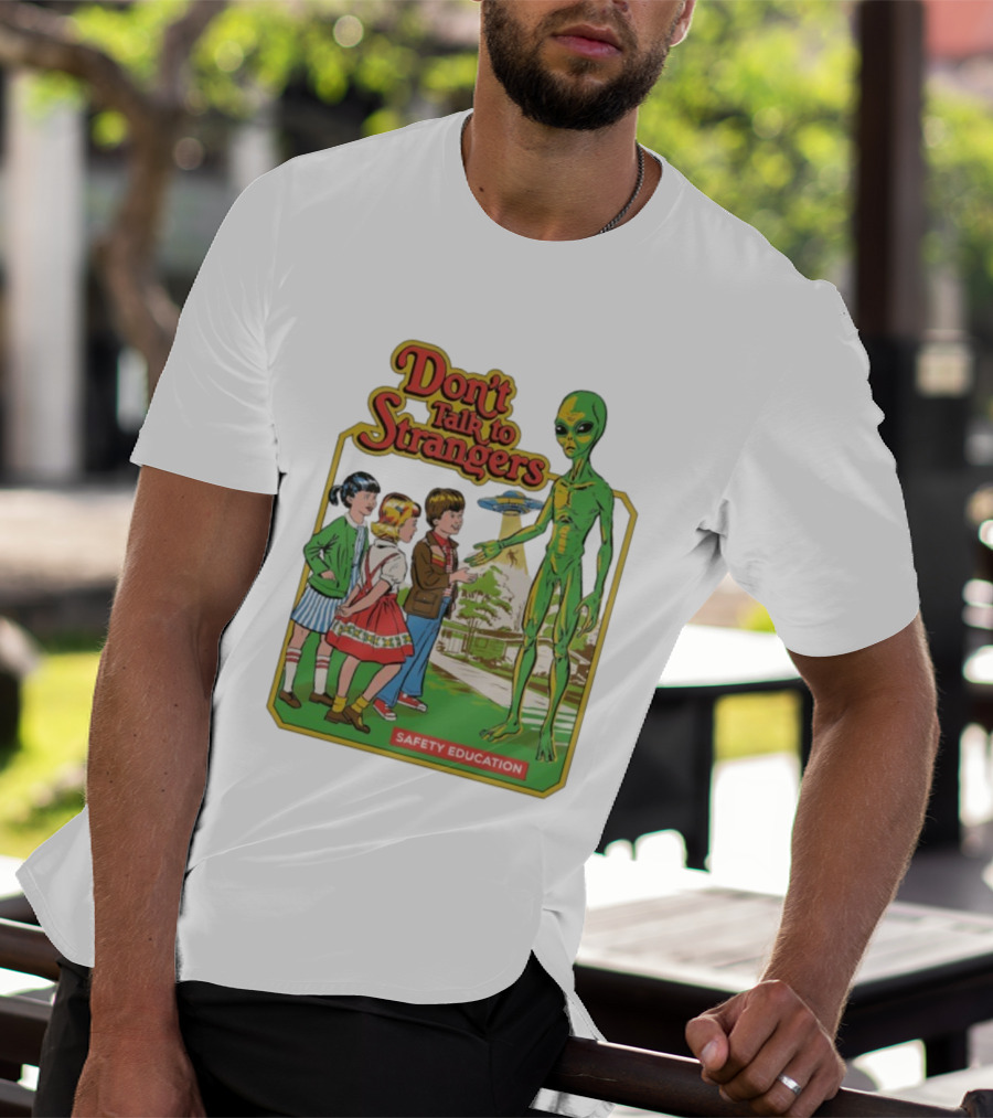 Don't Talk To Strangers Safety Education Alien Encounter Scene T-Shirt