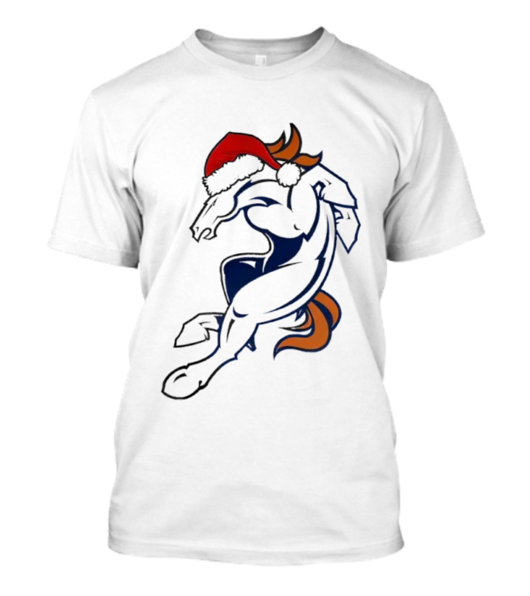 Denver Broncos Christmas Santa Hat Football Fan Design T-Shirt