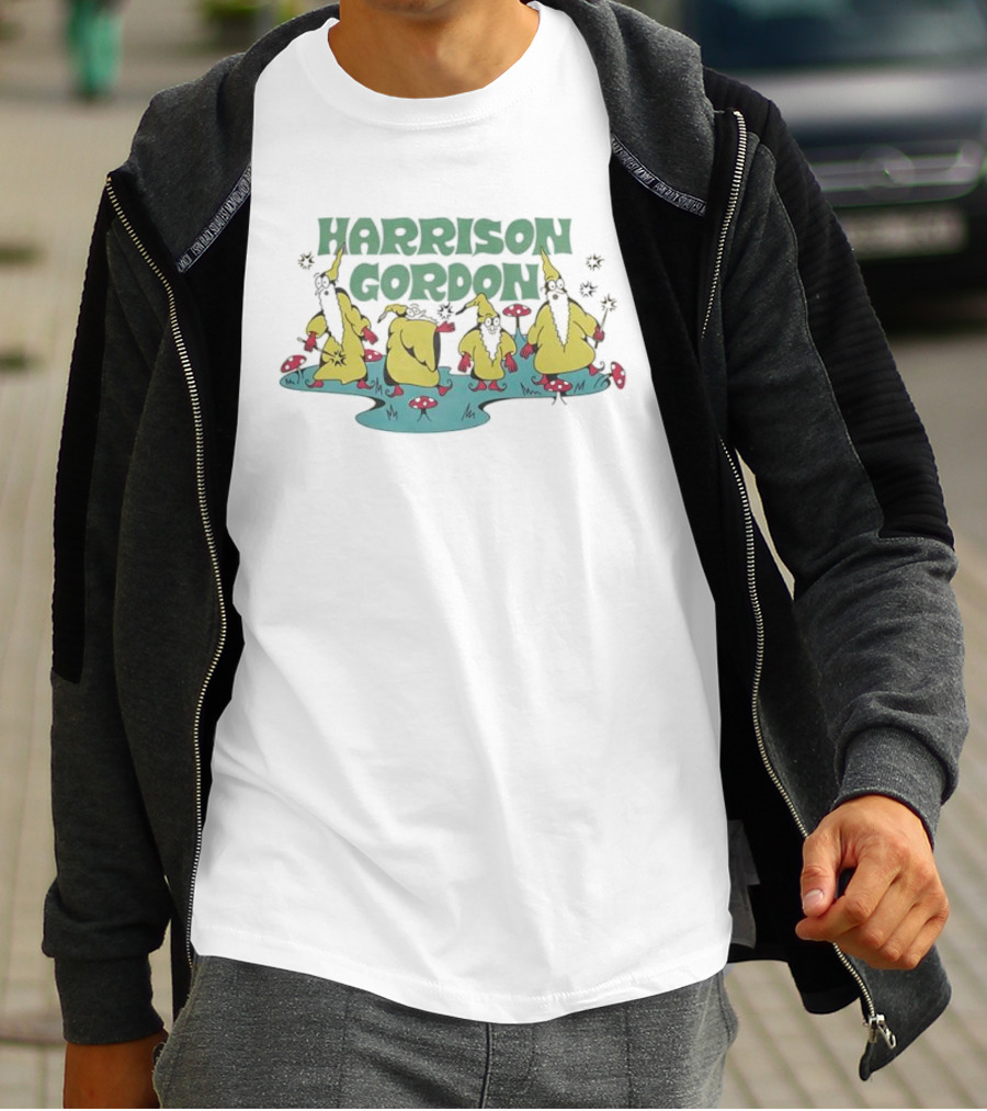 Harrison Gordon Four Gnomes In Yellow With Mushrooms T-Shirt