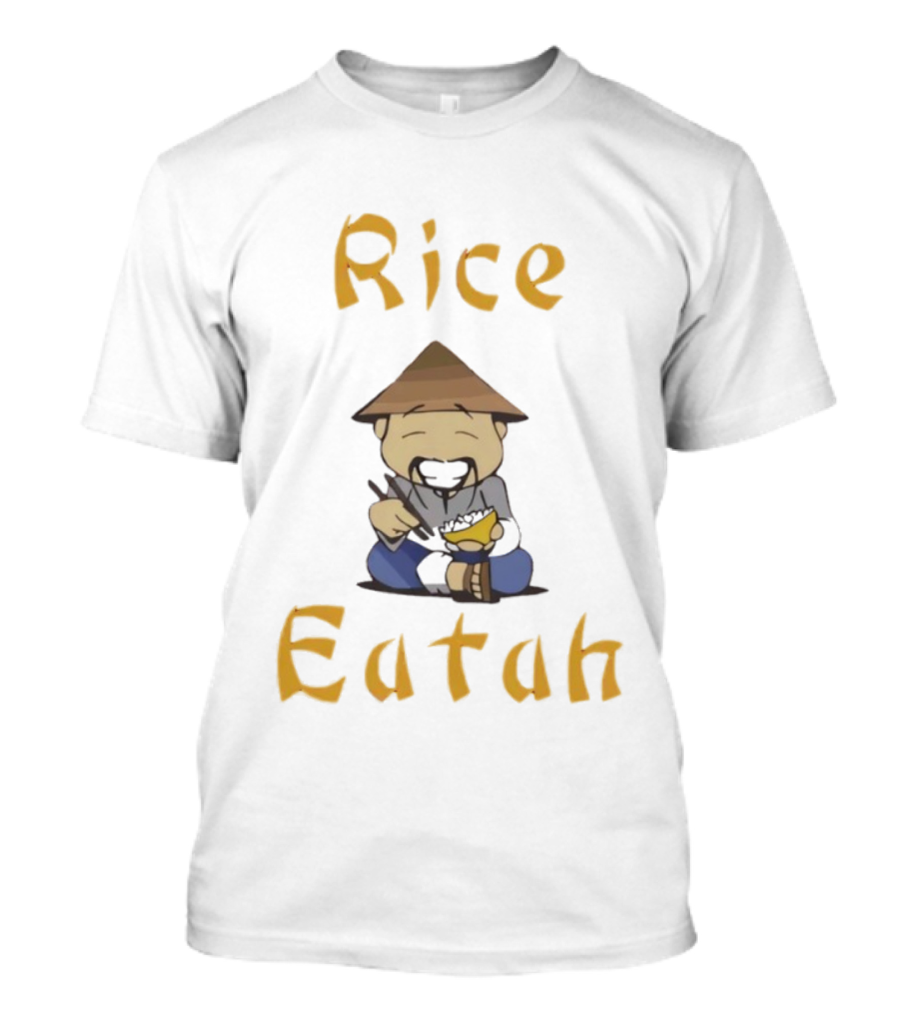 Rice Eatah Character With Straw Hat And Bowl T-Shirt