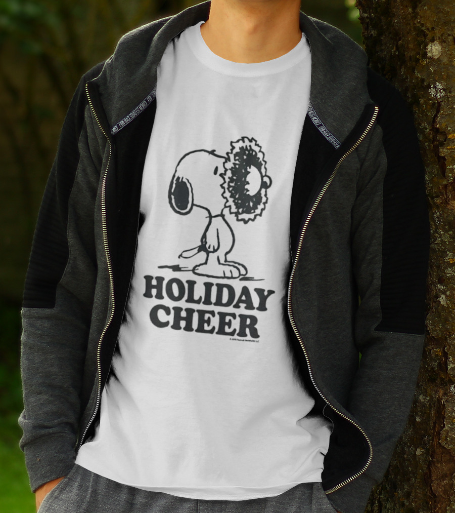 Snoopy Christmas Wreath HOLIDAY CHEER Peanuts Holiday T-Shirt