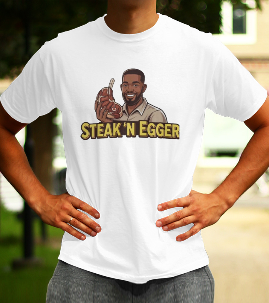 Steak 'N Egger Man Holding Steak T-Shirt