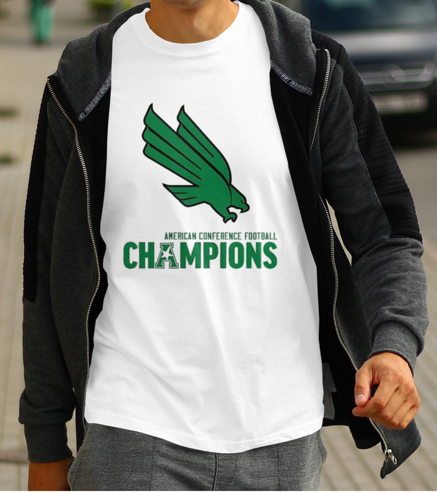 UNT Football 2025 American Conference Champions Green Eagle Celebration T-Shirt