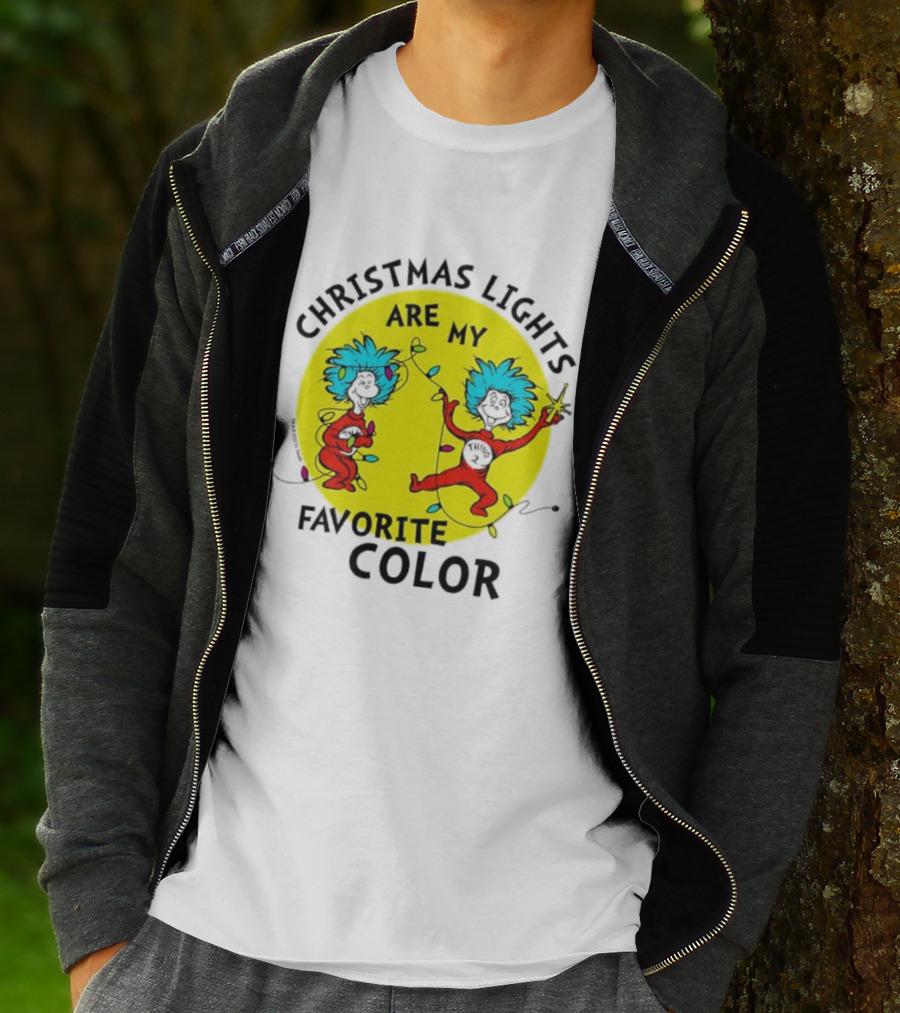 Christmas Lights Are My Favorite Color Thing 1 And Thing 2 Juniors Cropped T-Shirt