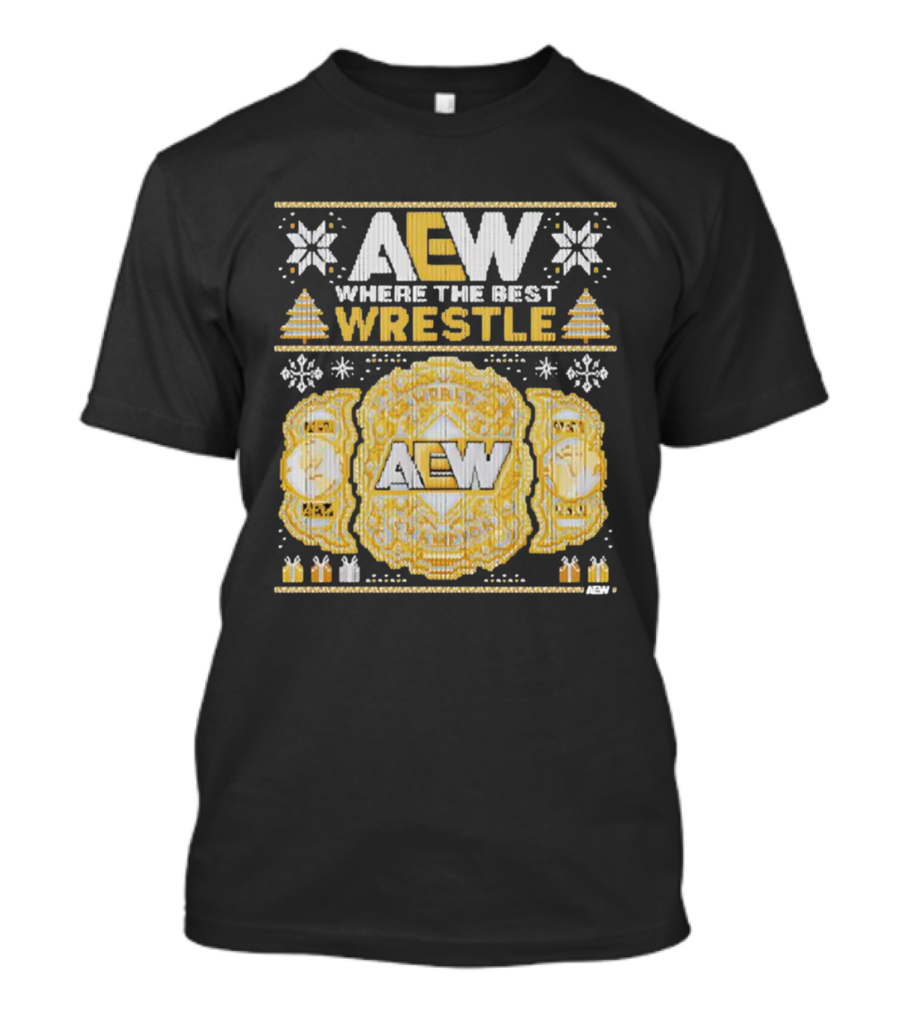 AEW Where The Best Wrestle Championship Holiday Christmas T-Shirt