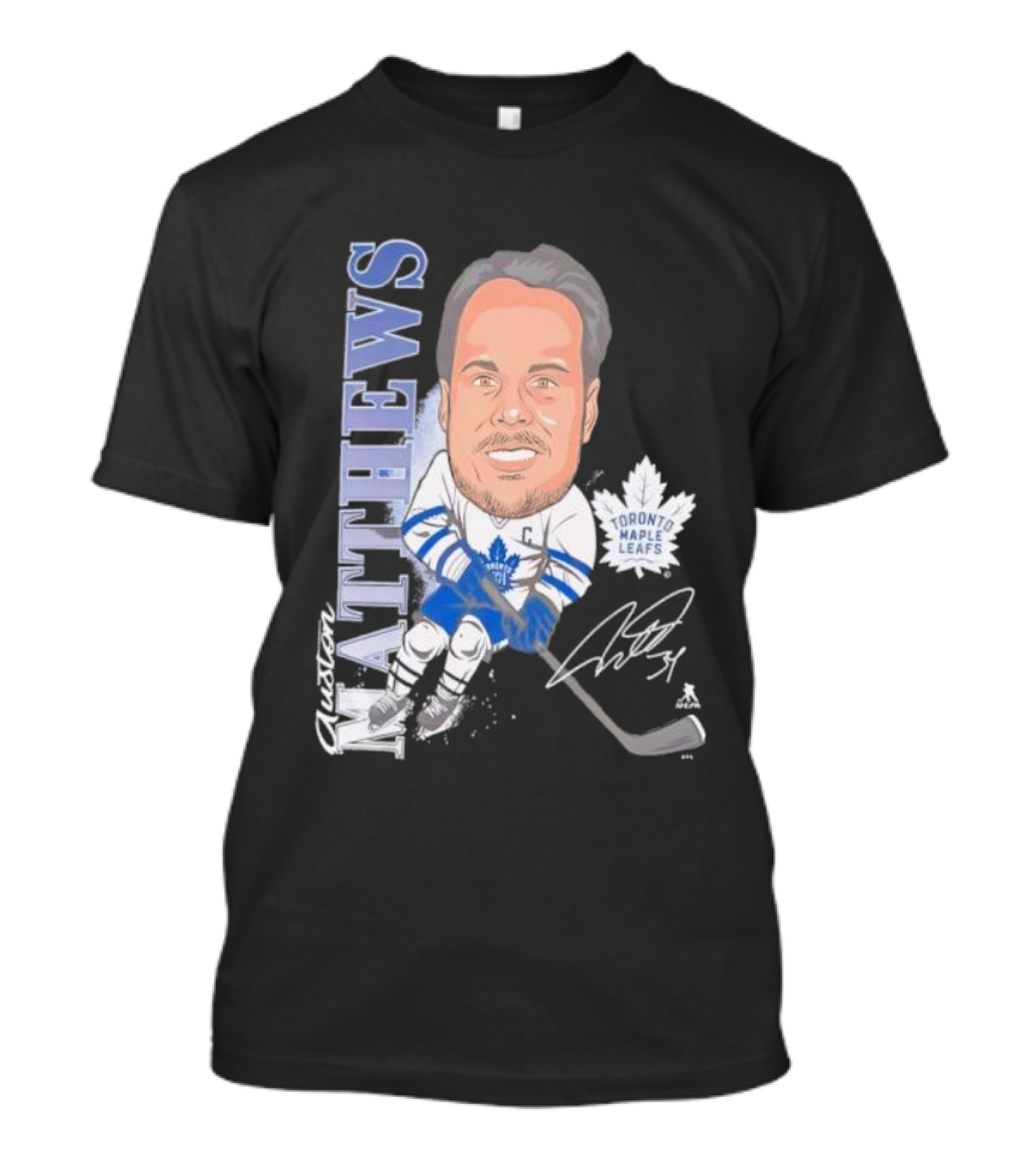 Auston Matthews Toronto Maple Leafs Signature Art Caricature T-Shirt