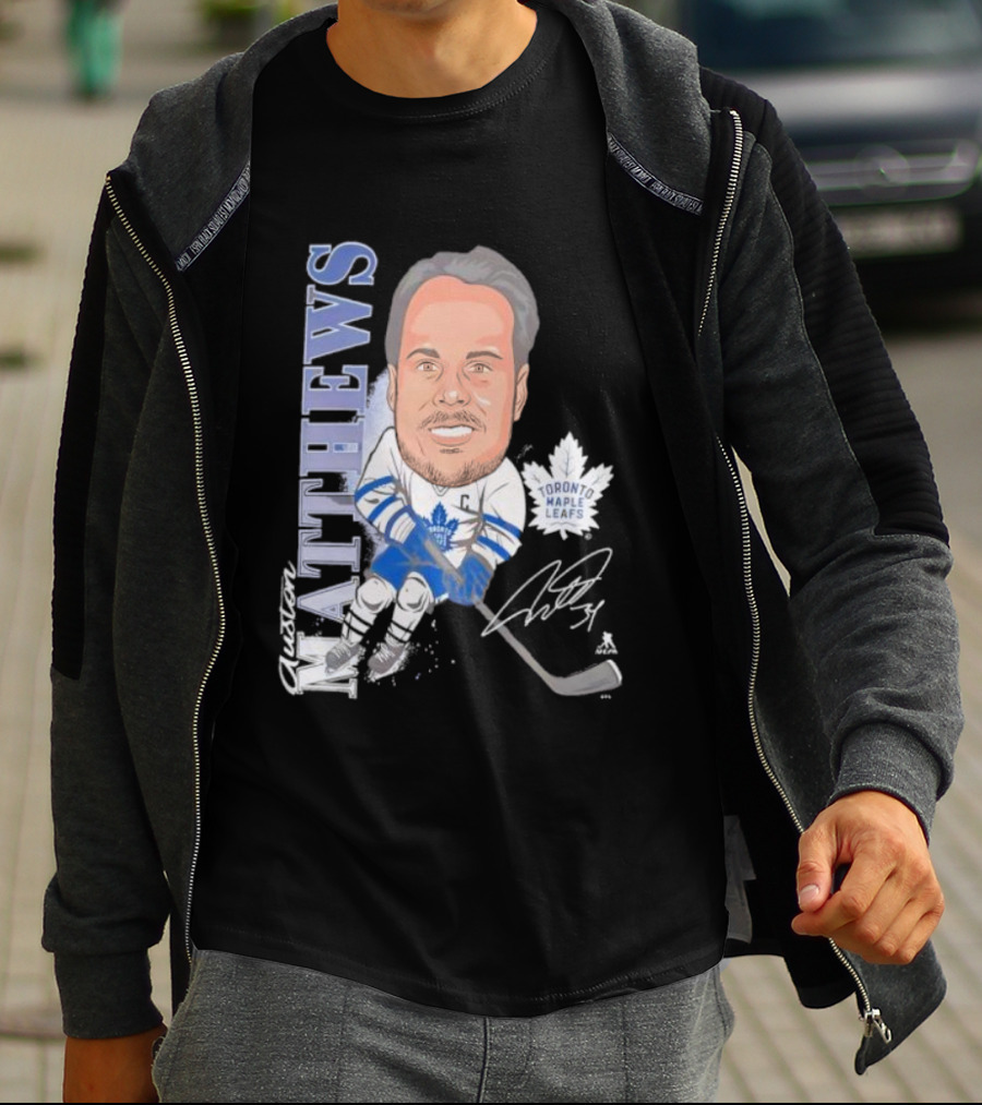 Auston Matthews Toronto Maple Leafs Signature Art Caricature T-Shirt