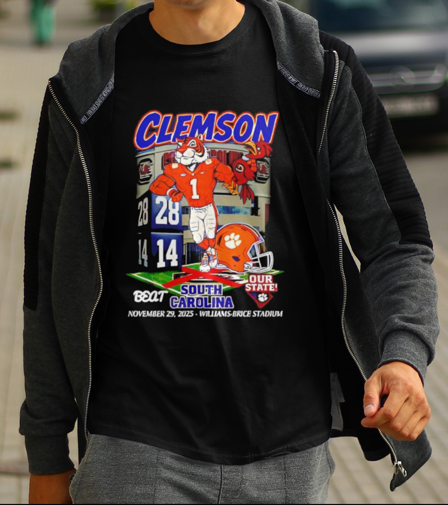 Clemson Tigers 28-14 South Carolina November 29 2025 Williams Brice Stadium Our State T-Shirt