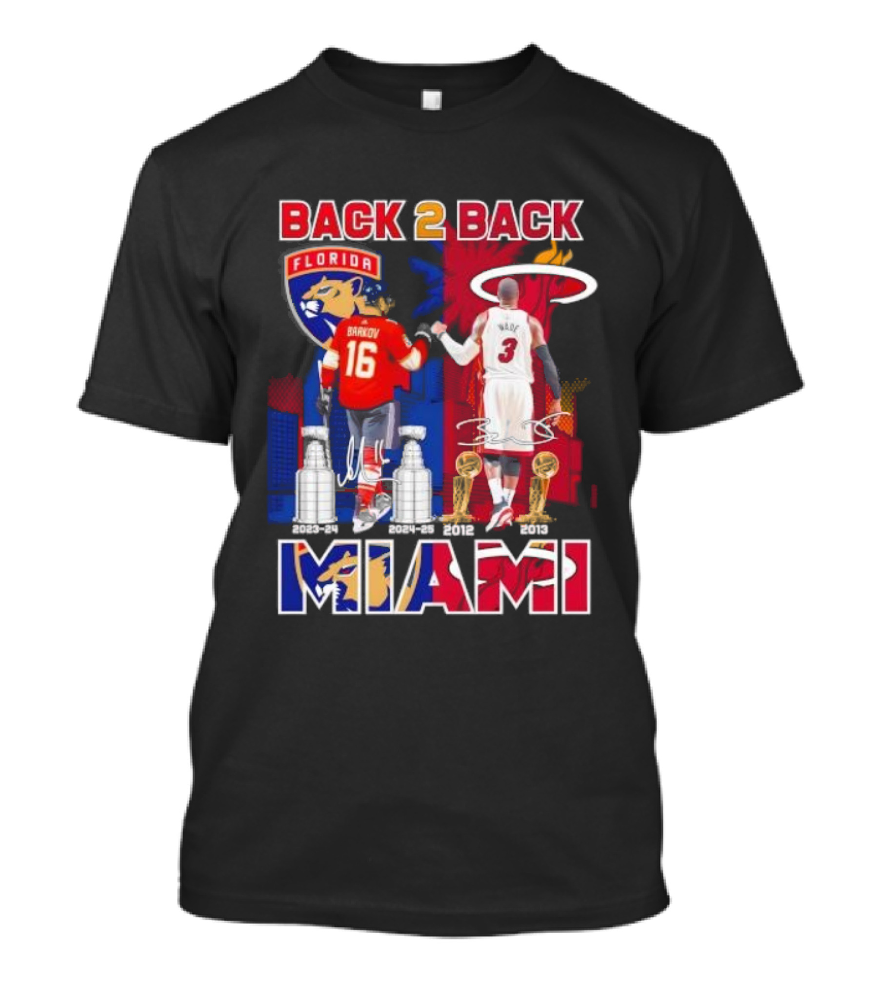 Back 2 Back Florida Panthers Miami Heat Miami Signatures T-Shirt