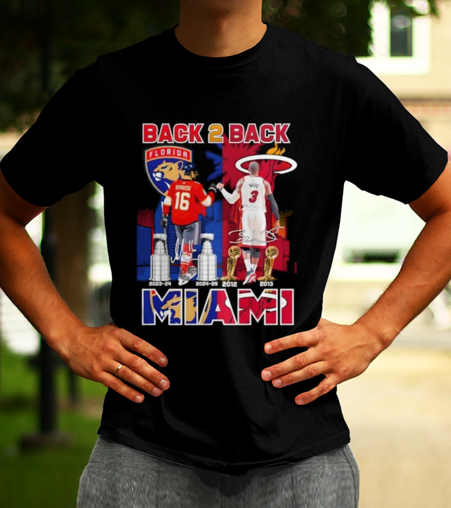Back 2 Back Florida Panthers Miami Heat Miami Signatures T-Shirt