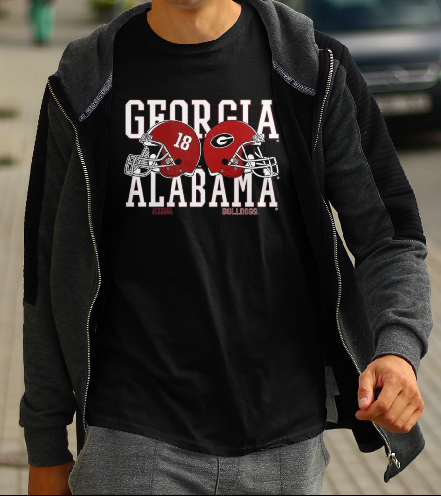 Georgia Bulldogs Alabama Crimson Tide 18 Football Helmets T-Shirt