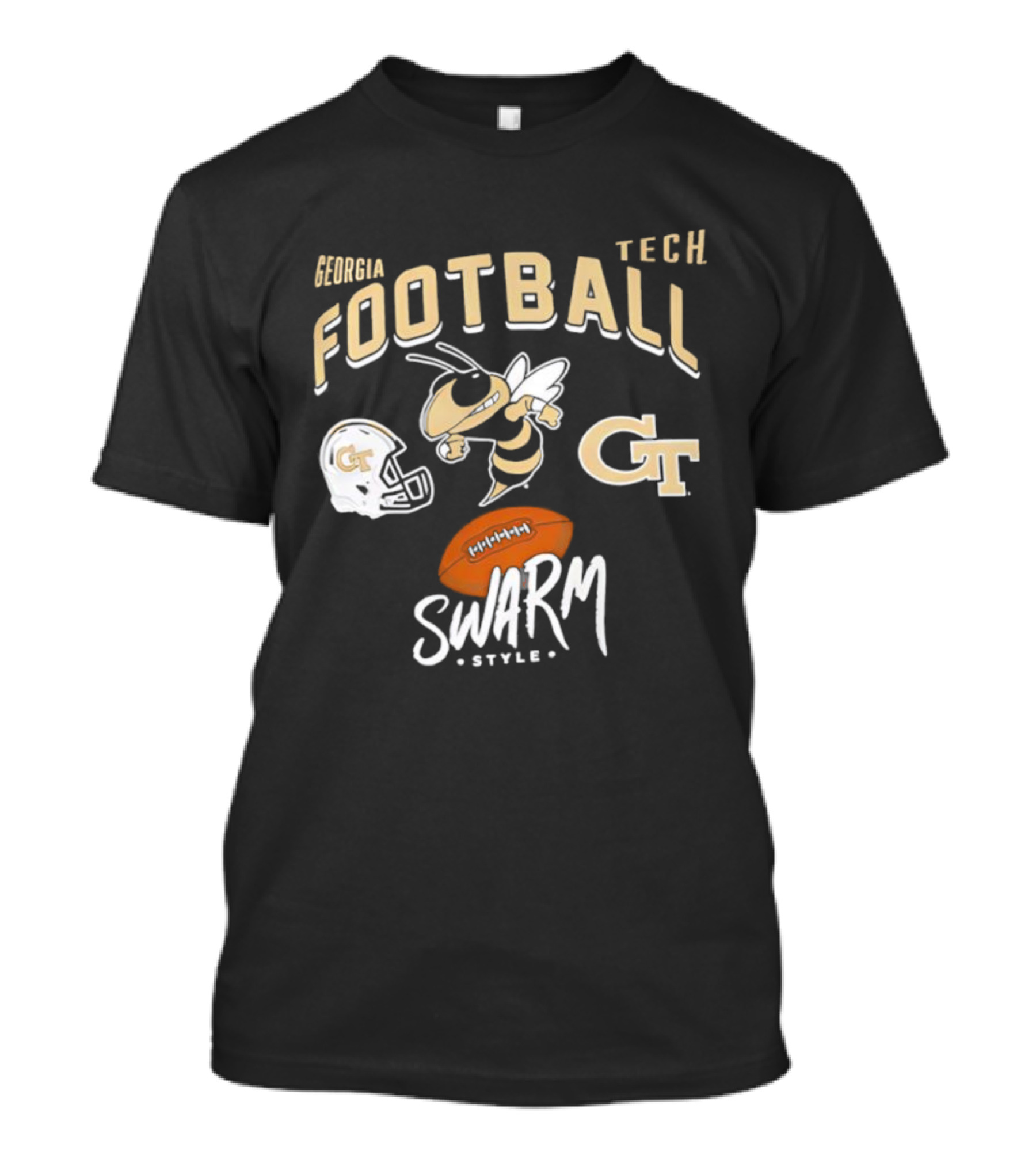 Georgia Tech Football GT Helmet Buzz Swarm Style T-Shirt