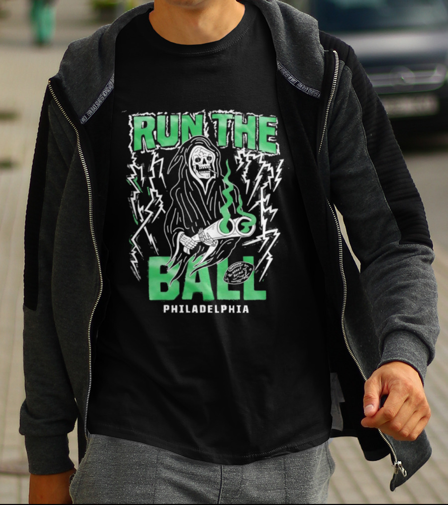 Philadelphia Grim Reaper Run The Ball Football Halloween T-Shirt