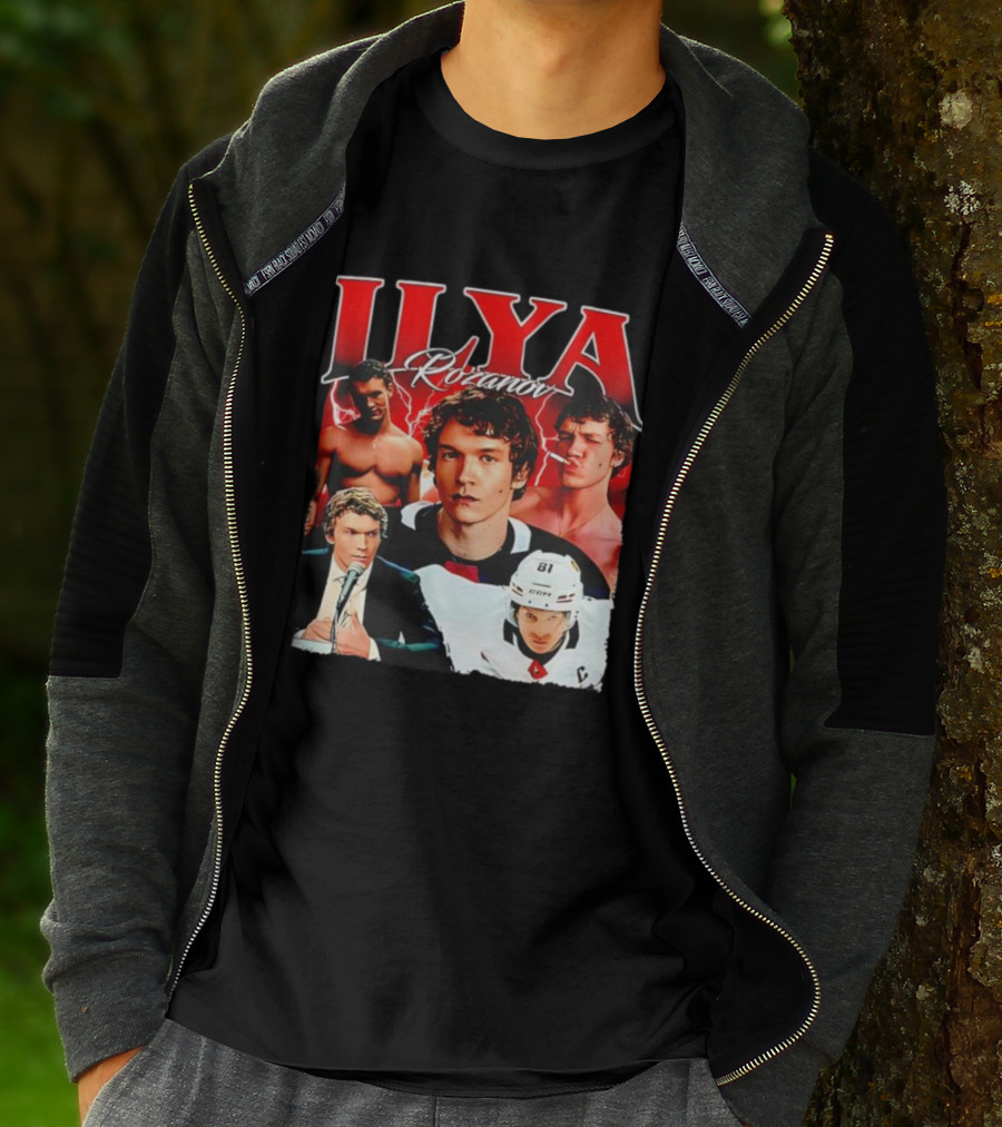 Ilya Rozanov Hockey Collage Retro Style T-Shirt