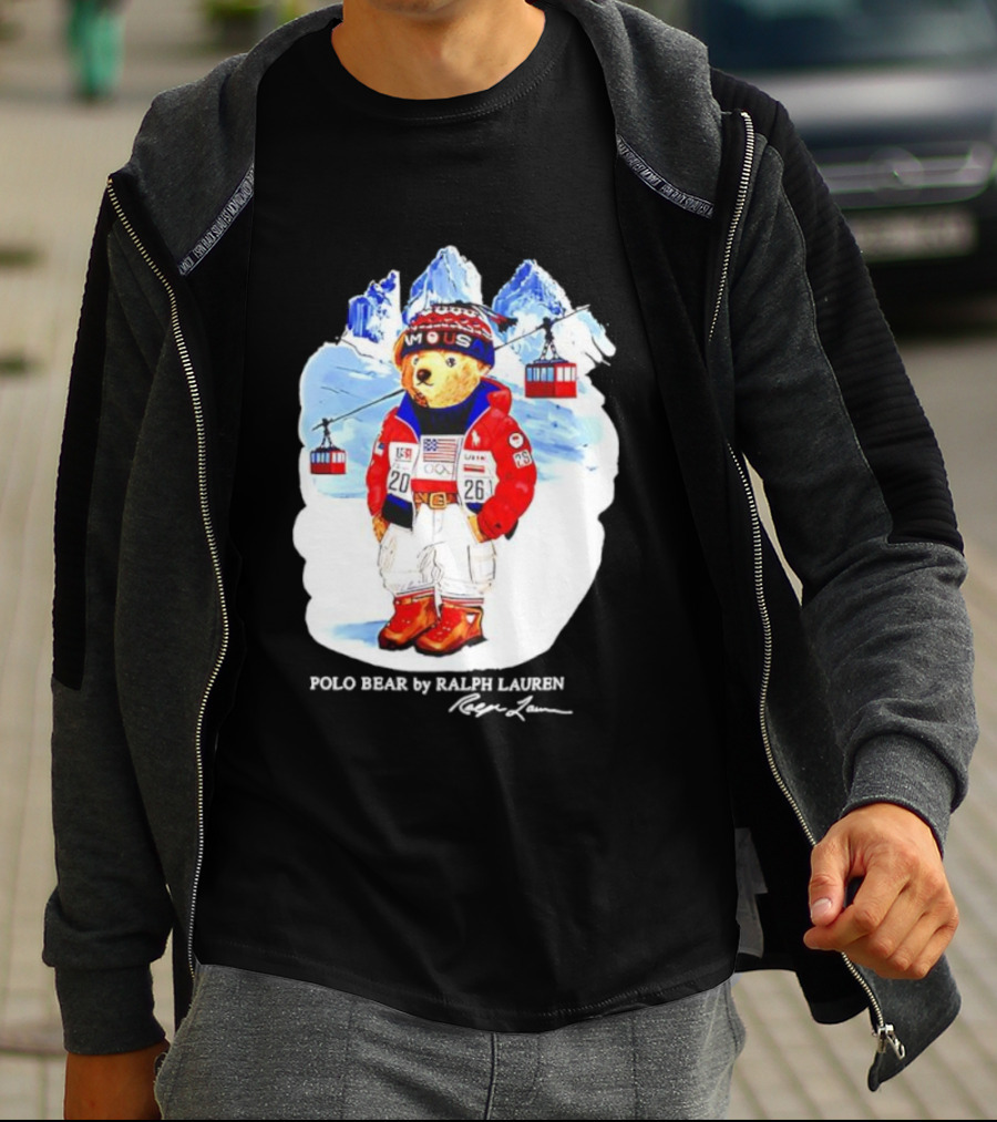 Polo Bear Ralph Lauren Team USA Olympics Winter Ski Mountain Adventure T-Shirt