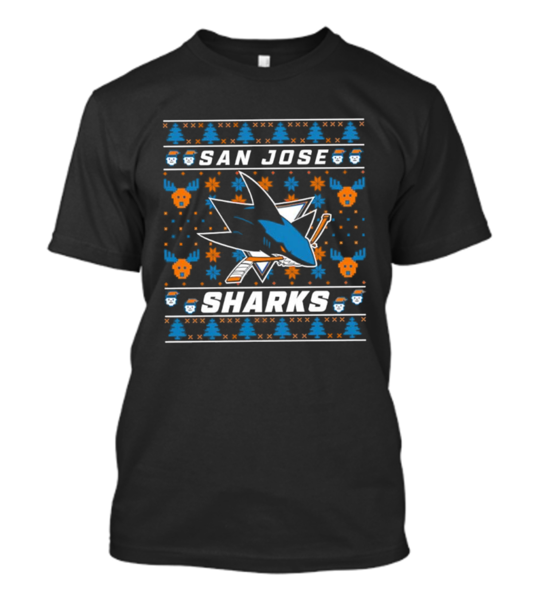 San Jose Sharks 2025 Holiday Ugly Christmas Sweater NHL Team Logo Retro Style T-Shirt