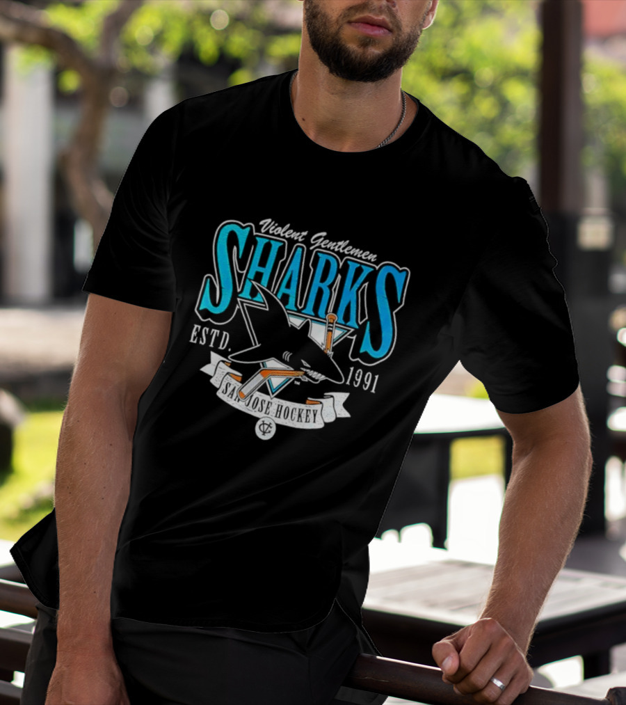 San Jose Sharks Violent Gentlemen ESTD 1991 Distressed T-Shirt
