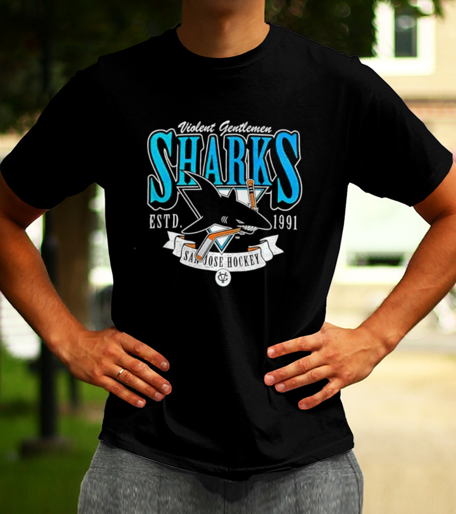 San Jose Sharks Violent Gentlemen ESTD 1991 Distressed T-Shirt