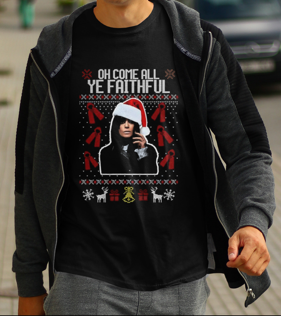 Oh Come All Ye Faithful Claudia Winkleman Santa Ugly Christmas T-Shirt
