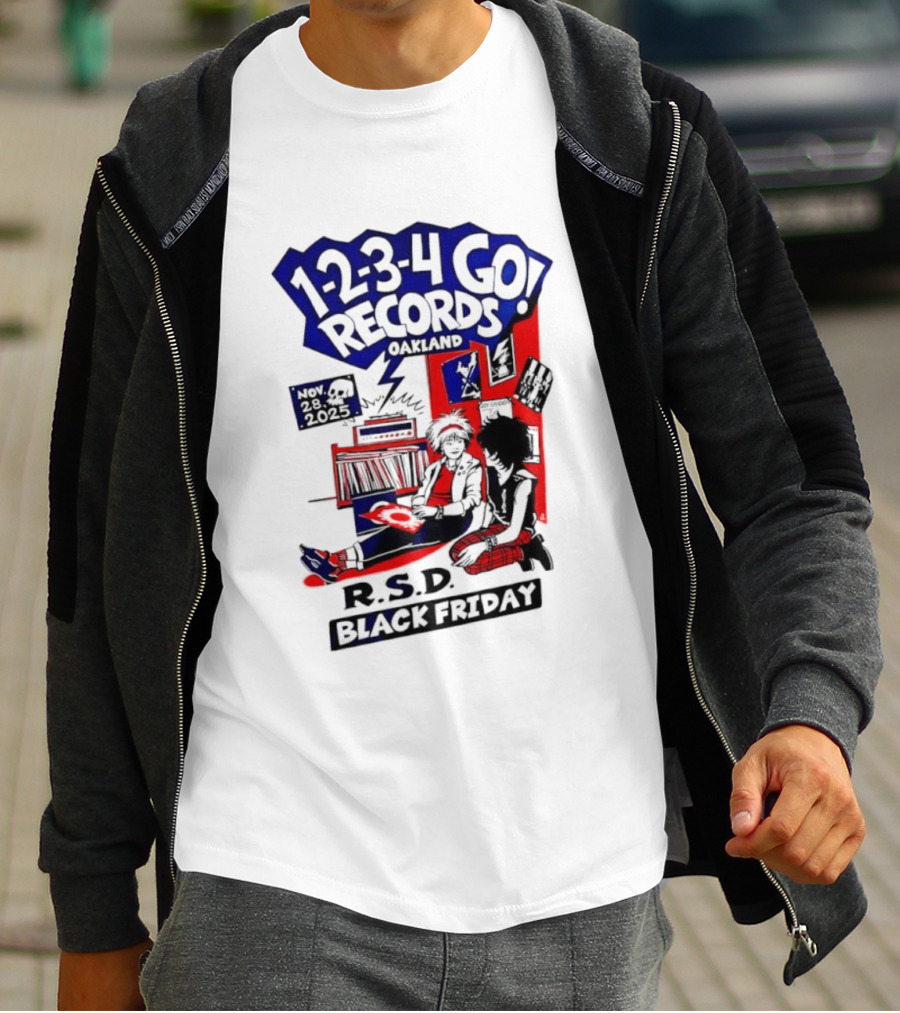 1-2-3-4 Go Records Black Friday November 28th 2025 Oakland T-Shirt