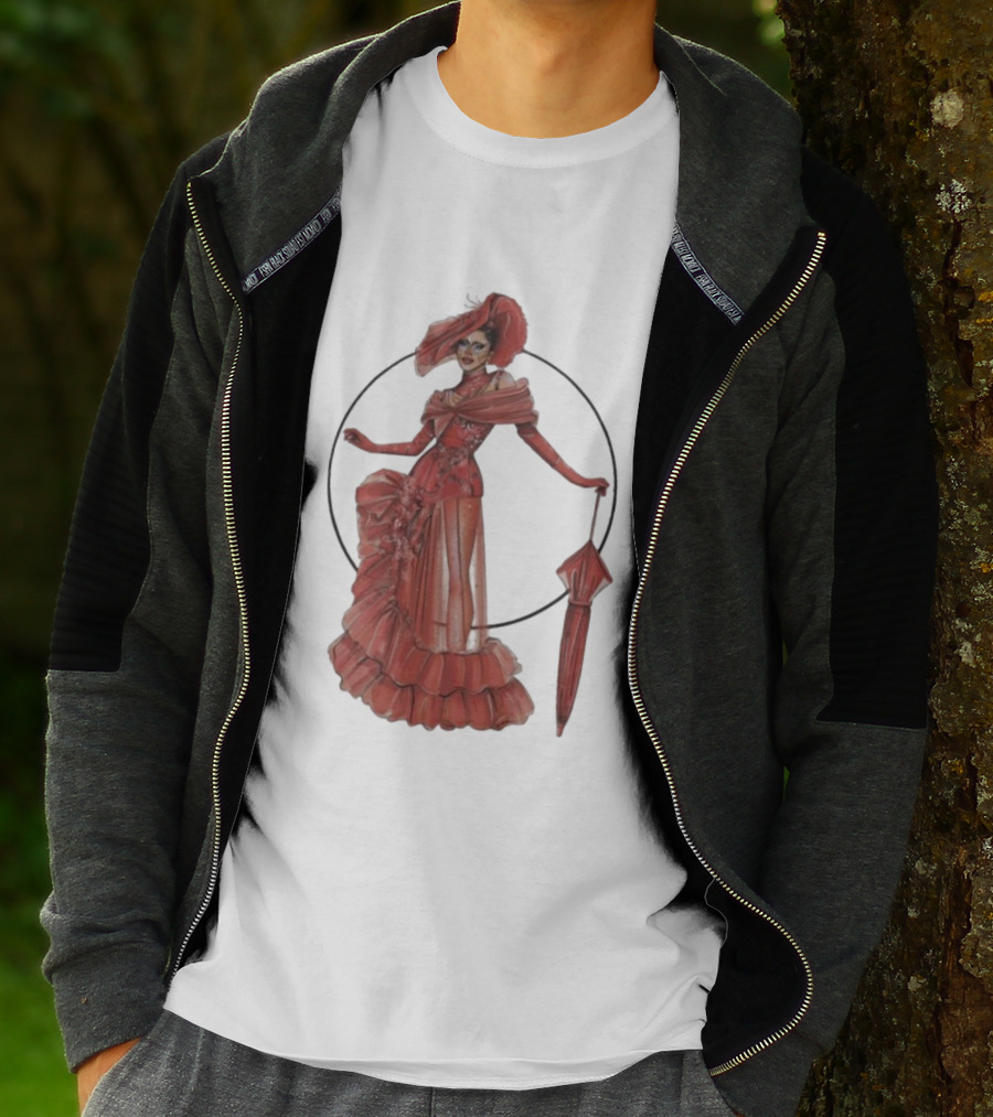 Sasha Colby Parasol Red Gown Elegance T-Shirt