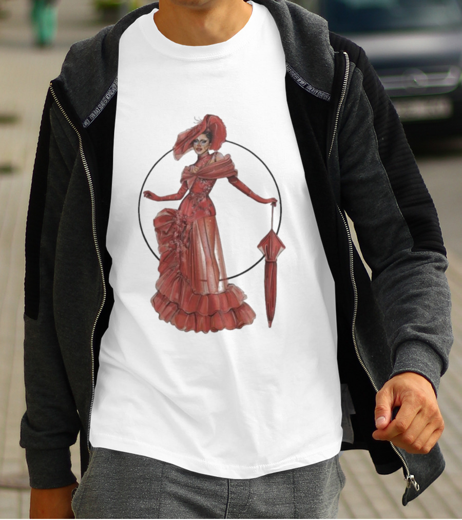 Sasha Colby Parasol Red Gown Elegance T-Shirt