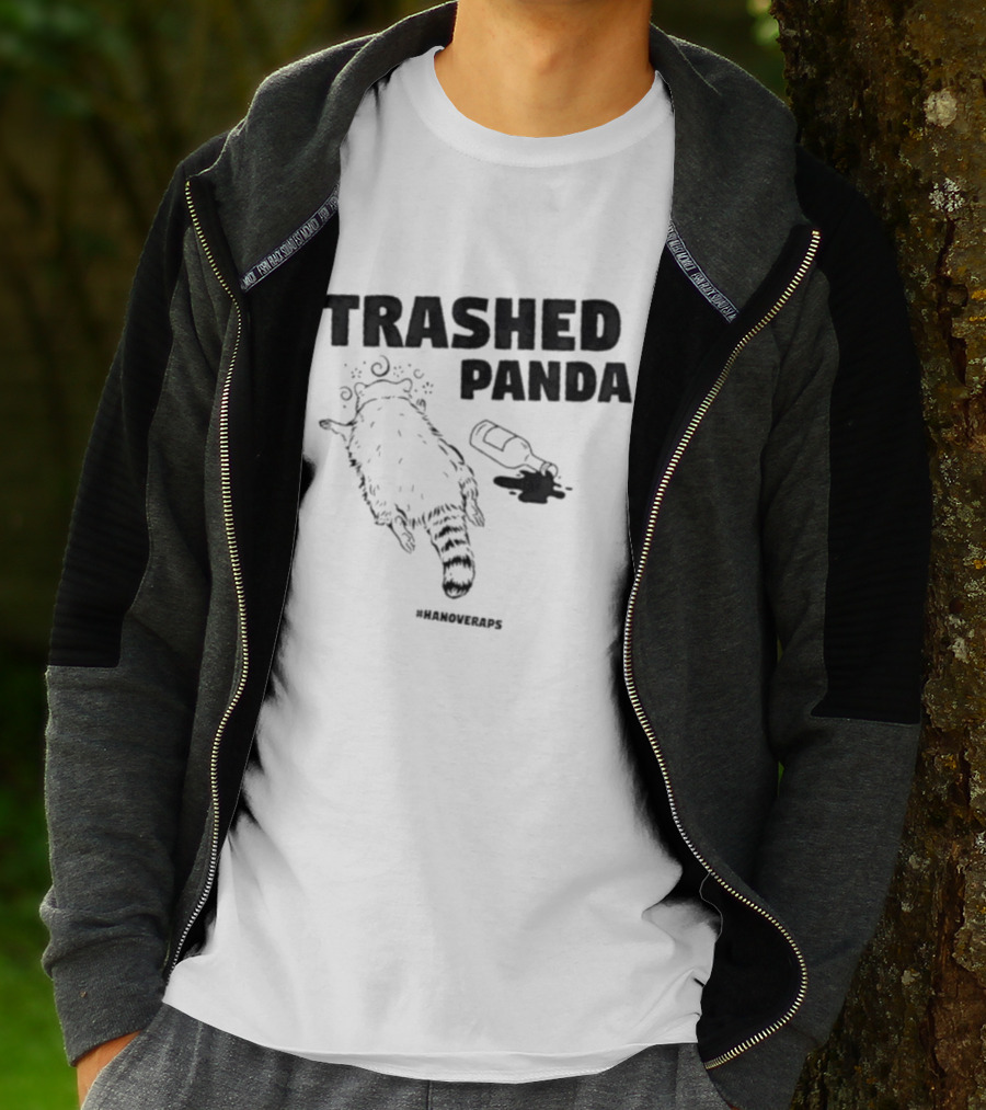 Trashed Panda Hanover Drunk Raccoon Bottle Animal Mischief T-Shirt