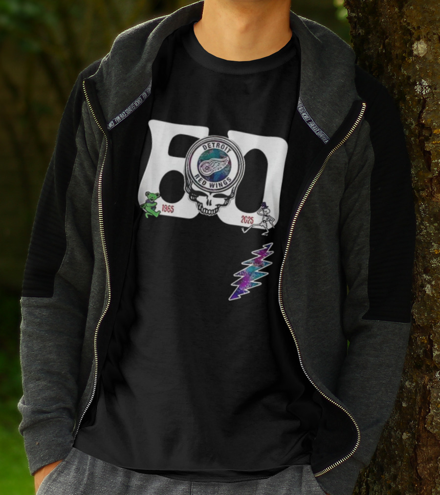 Detroit Red Wings Grateful Dead 60th Anniversary Bears 1965 2025 T-Shirt