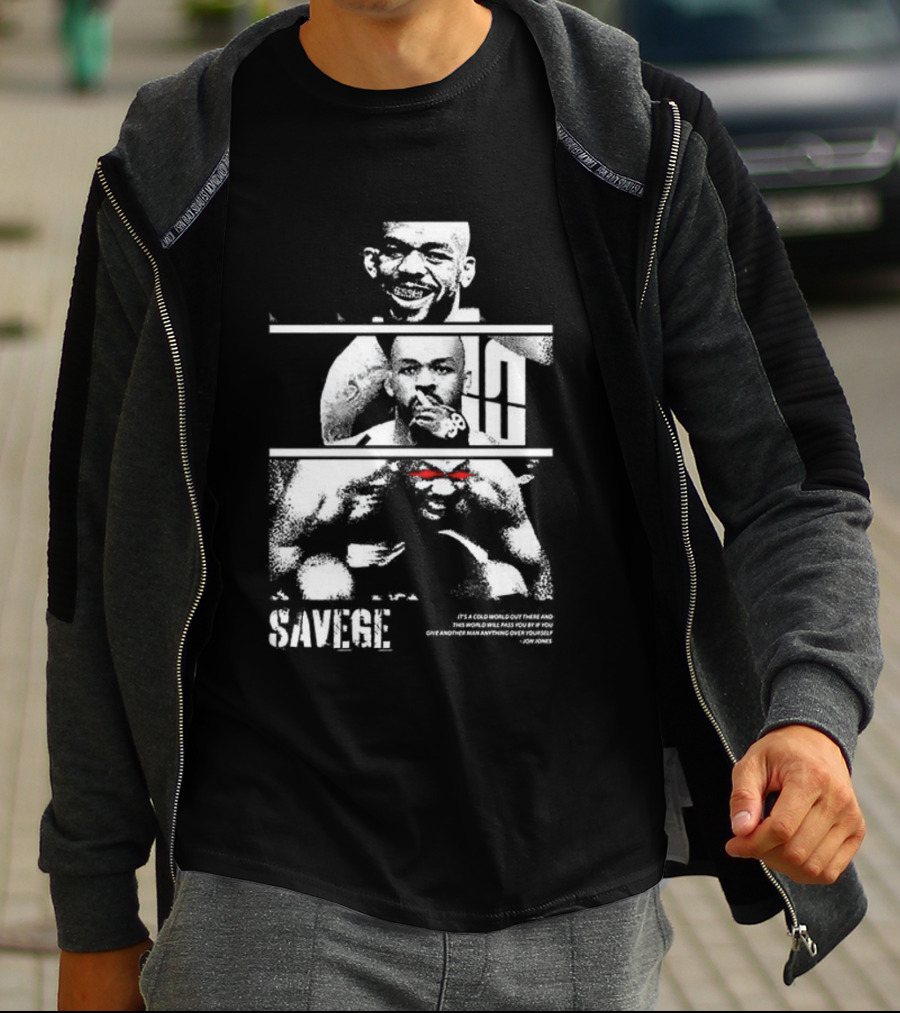 Jones Jones Savage Red Glove Fighter Portrait T-Shirt