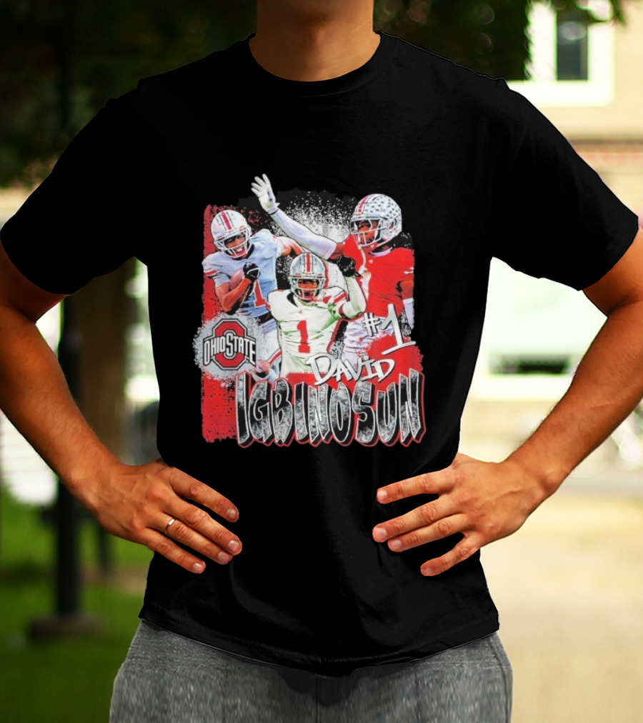 Ohio State Buckeyes Davison Igbinosun #1 Highlight Football Fan Gear T-Shirt