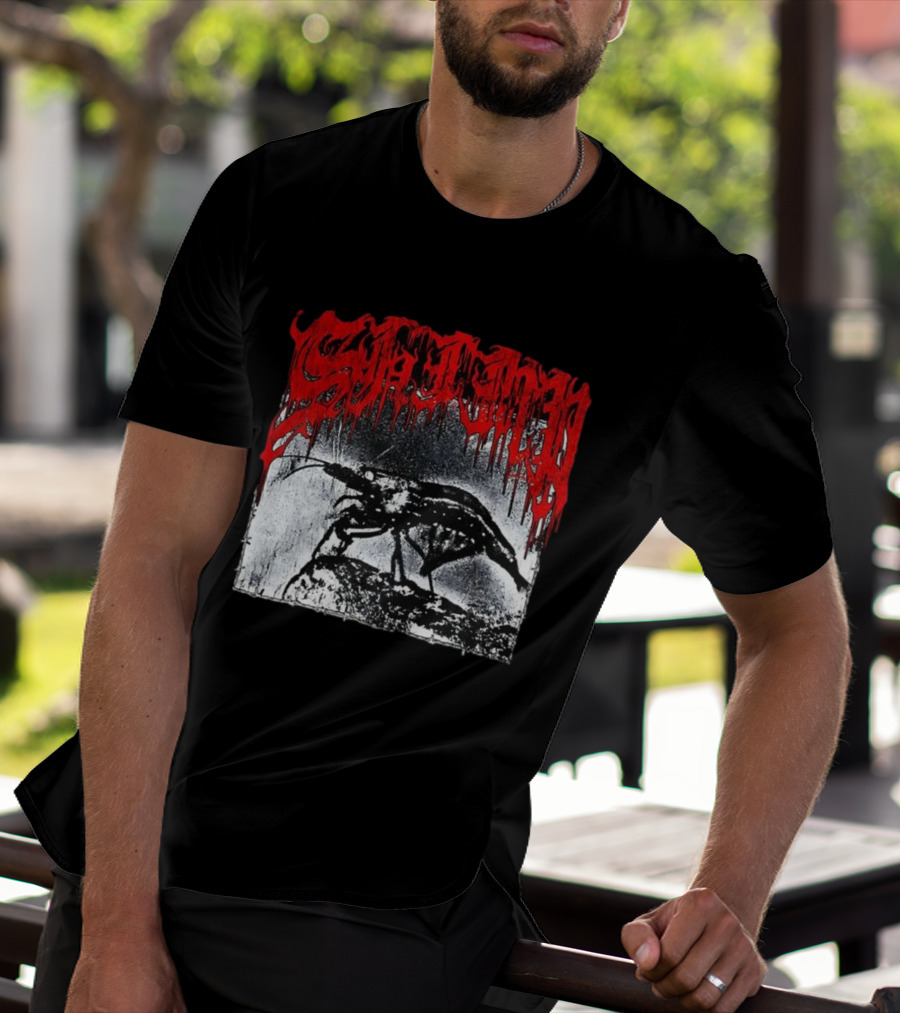 Death Metal Shrimp Lover Retro Horror Style T-Shirt