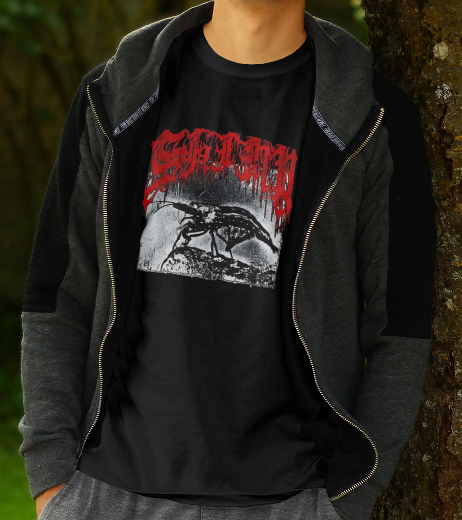 Death Metal Shrimp Lover Retro Horror Style T-Shirt