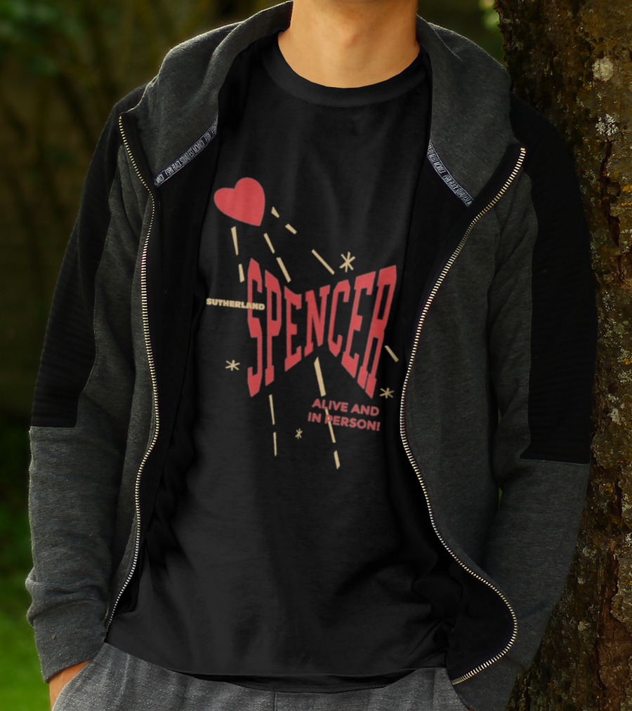 Spencer Sutherland Alive And In Person Heart Icon Red Text Style T-Shirt