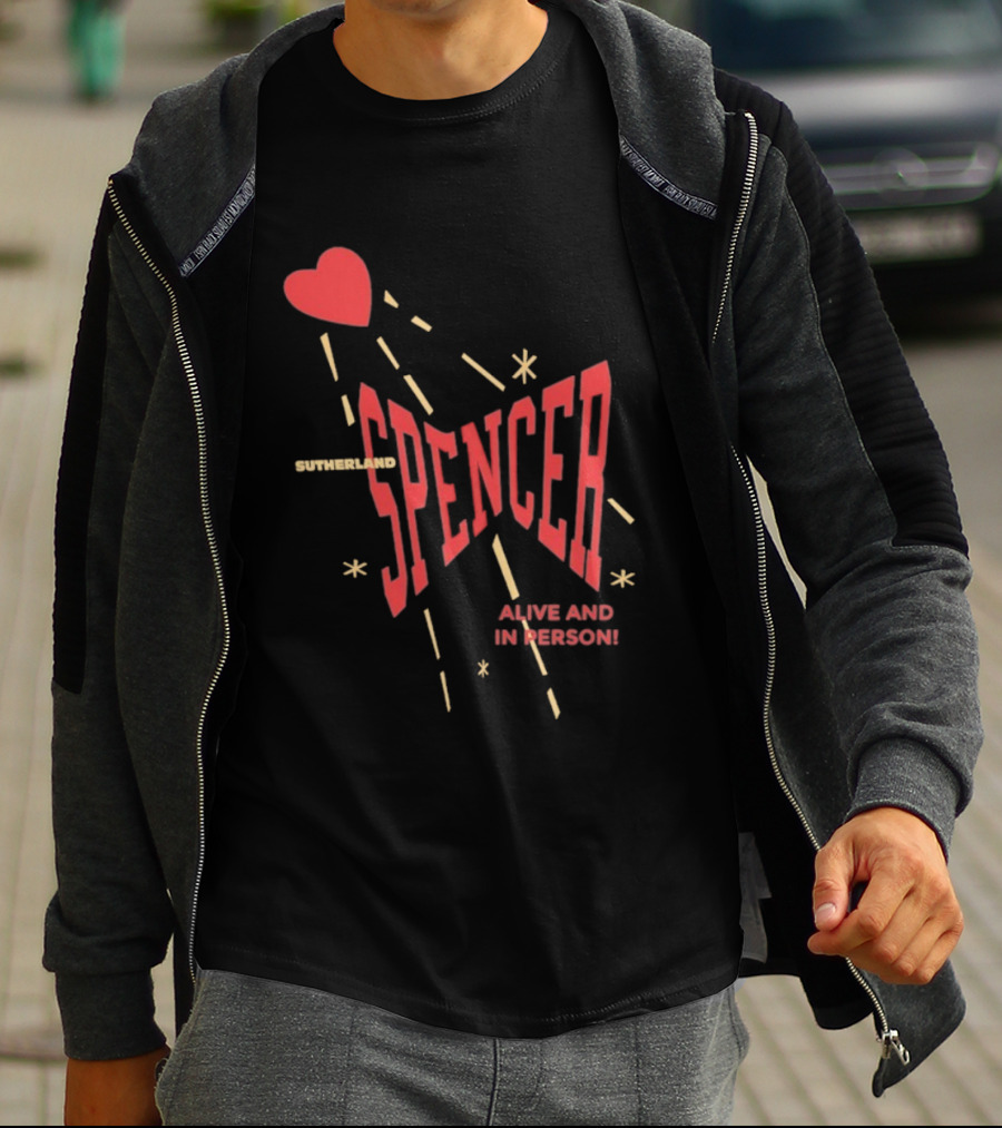 Spencer Sutherland Alive And In Person Heart Icon Red Text Style T-Shirt