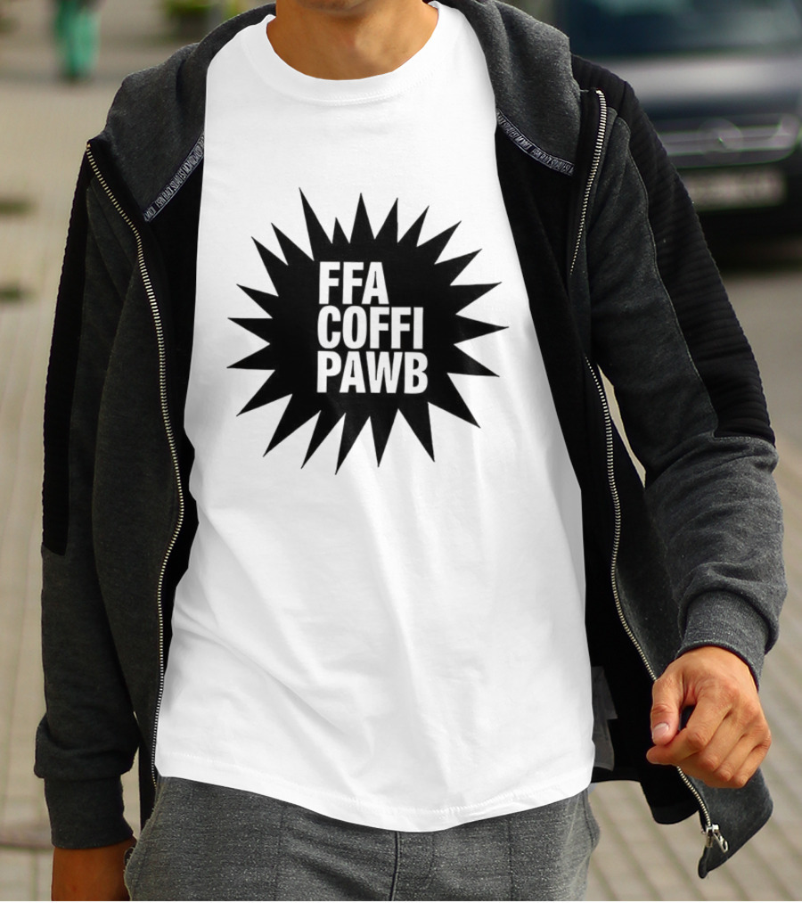 FFA Coffi Pawb Starburst Text Pattern T-Shirt