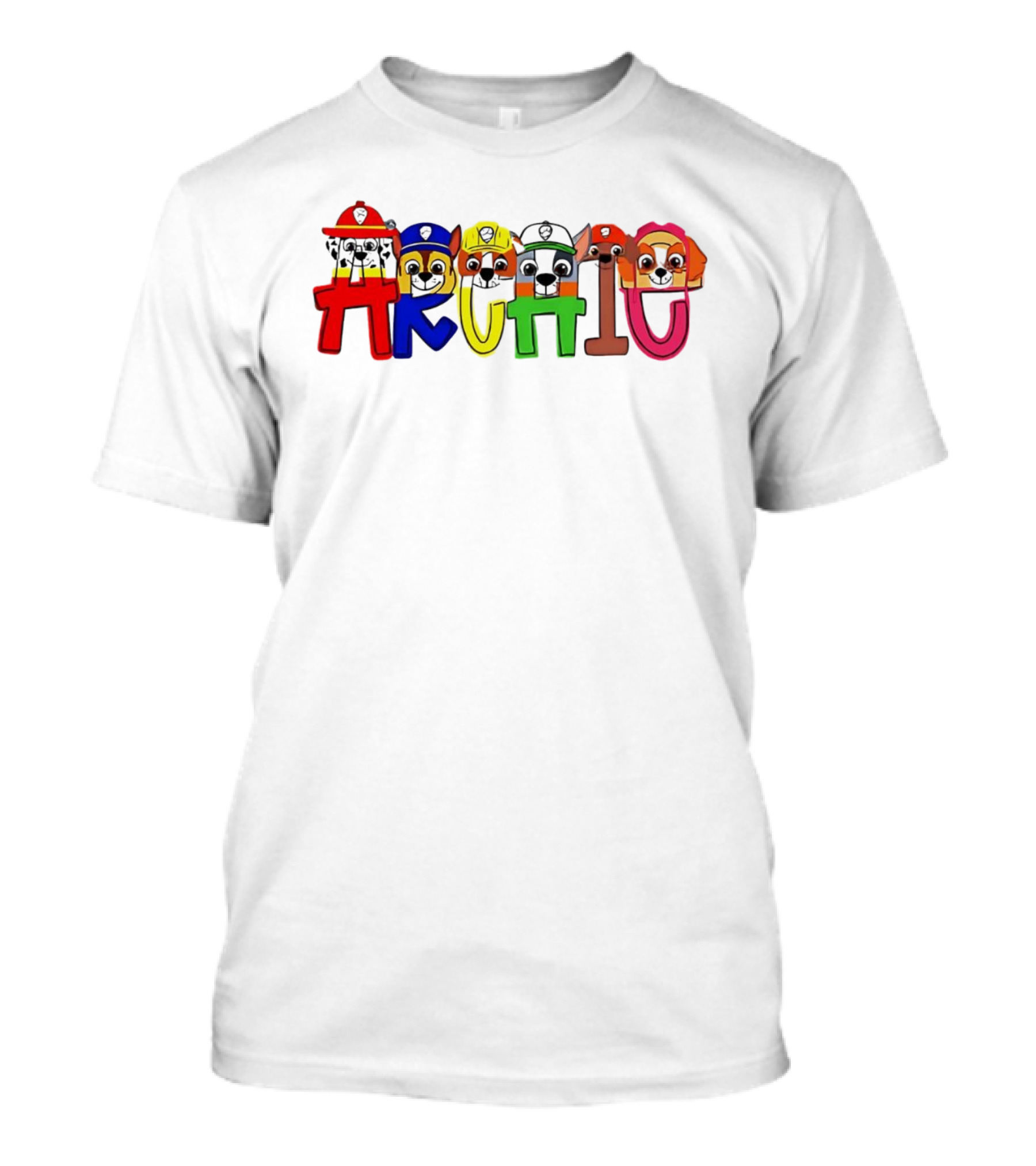 PAW Patrol Archic Cute Colorful Character Letters T-Shirt