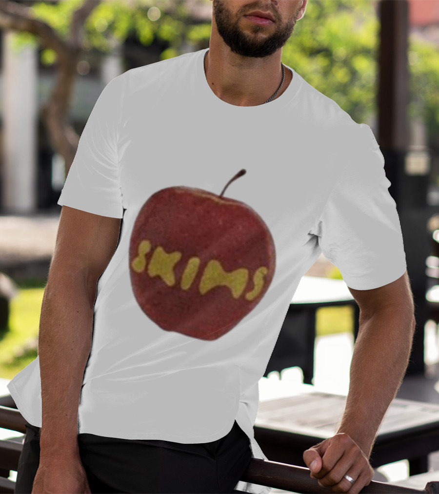 Skims Apple Bold Yellow Text On Red Apple T-Shirt