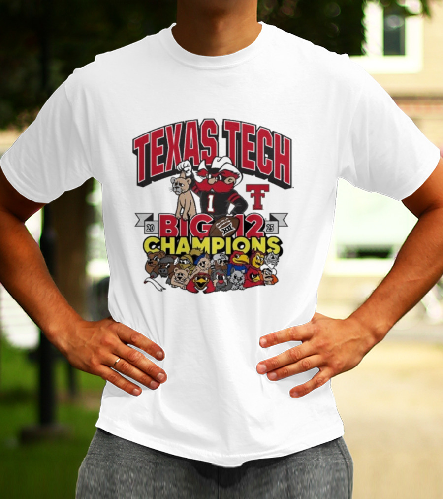 Texas Tech Red Raiders Big 12 Champions 2025 Victory Over BYU Cougars Mascot Celebration T-Shirt