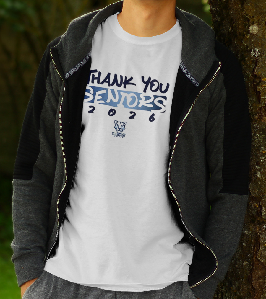Thank You Seniors 2026 Happy Valley United Wolf Head Logo T-Shirt