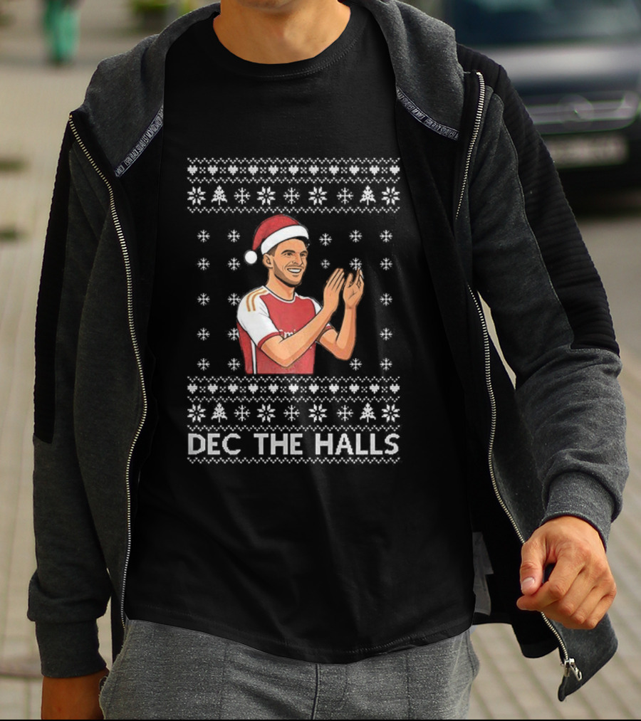 Declan Rice Arsenal Dec The Halls Ugly Christmas Football T-Shirt